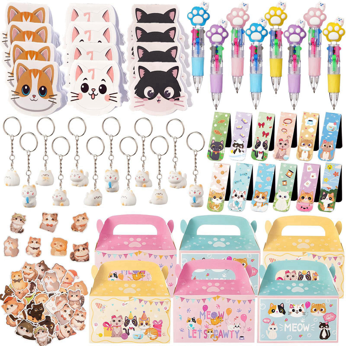 Vanblue 110 Pcs Cat Party Favors Goodie Bag Stuffers for Kids
