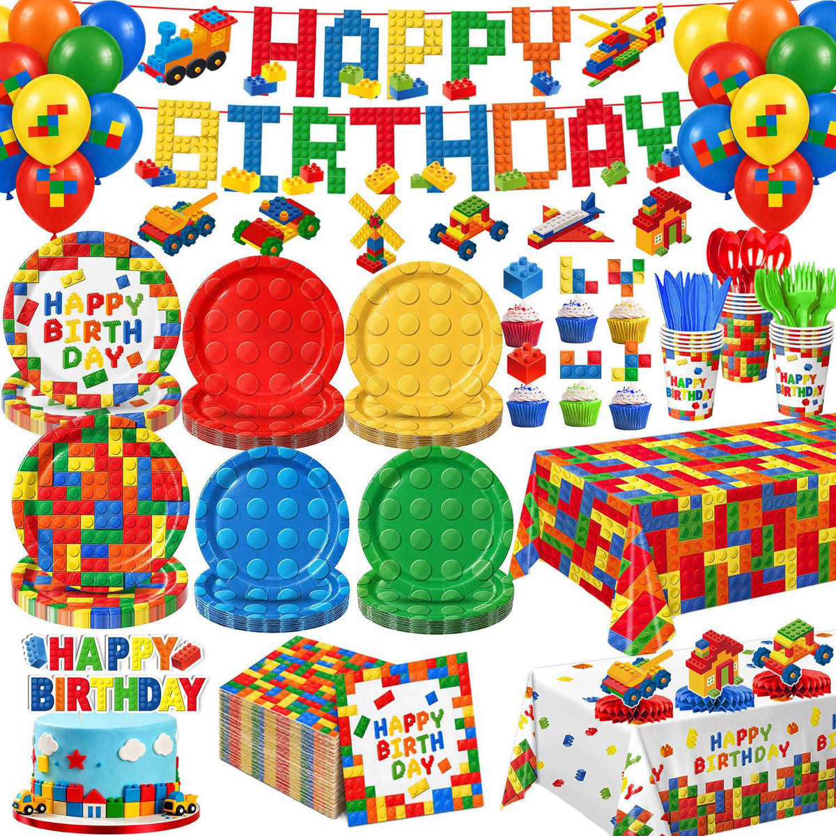 Building Block Birthday Decorations Colorful Building Block by NKPDAXM — view 2