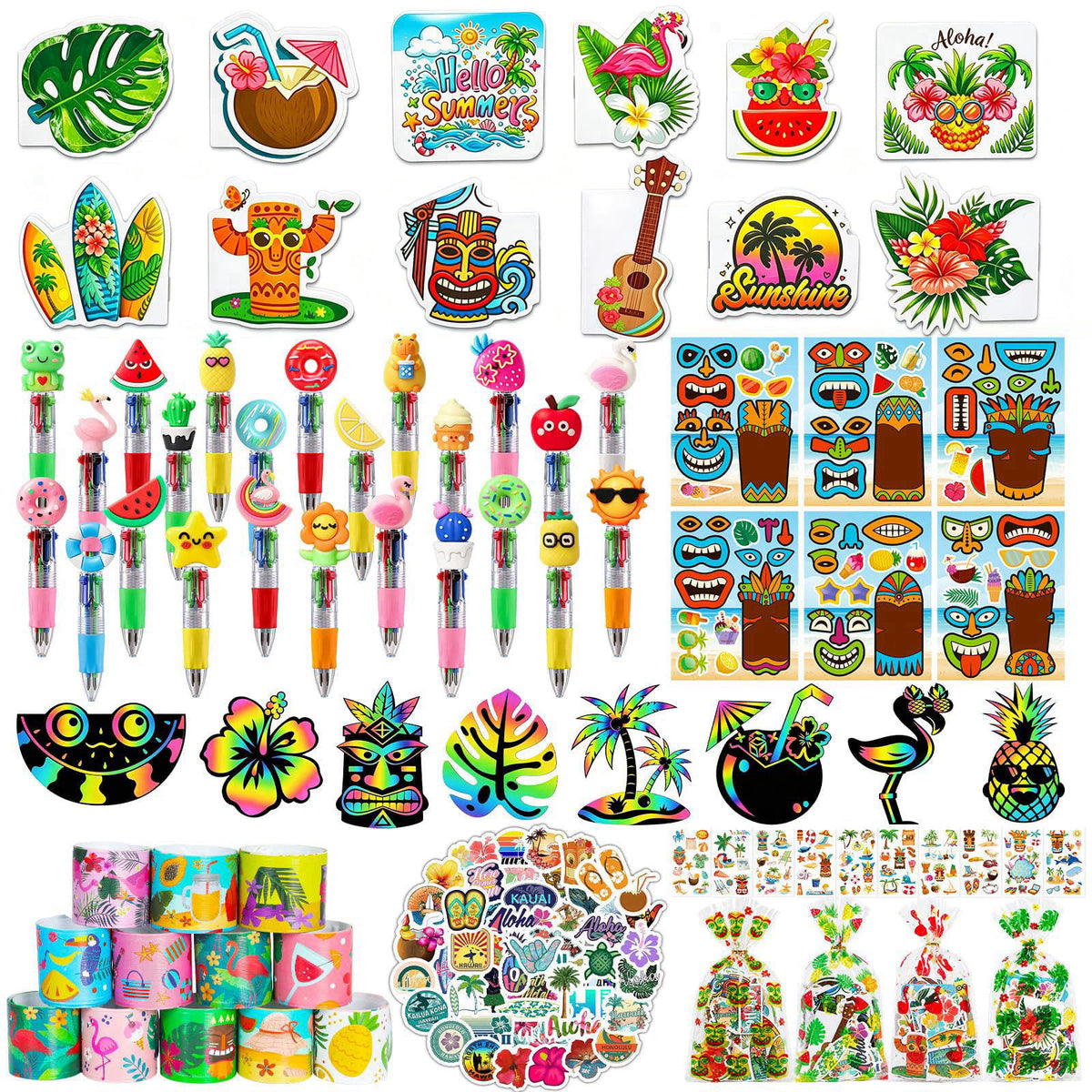 144PCS Hawaiian Theme Party Supplies Set Tropical Summer by SZCECHRE