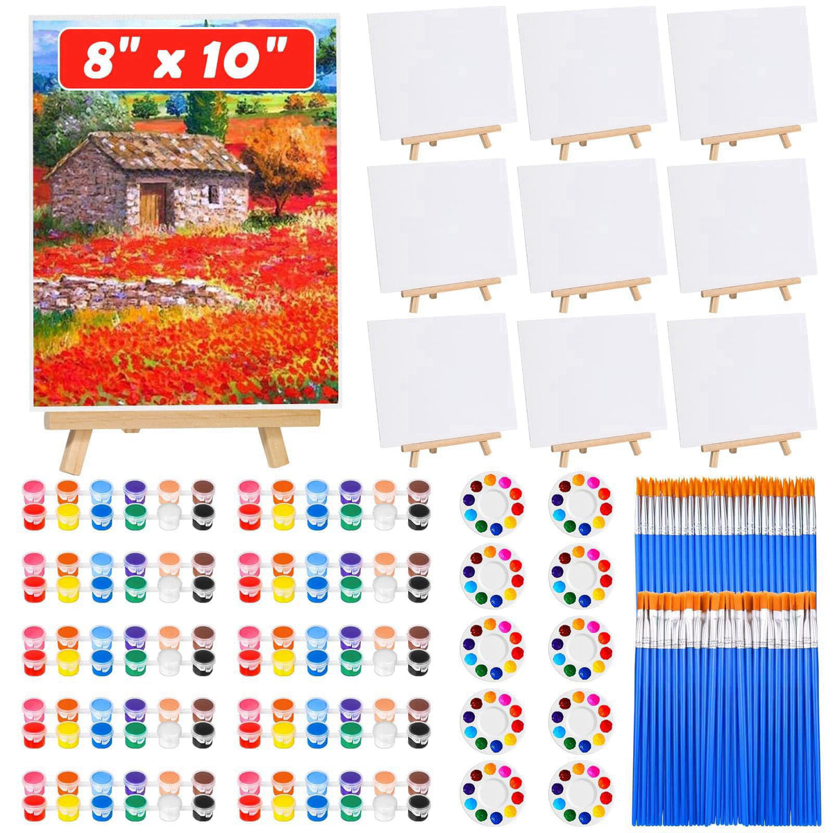 Evatage 10 Pack Sip and Paint Kit for Adults 8x10 Inch — view 2
