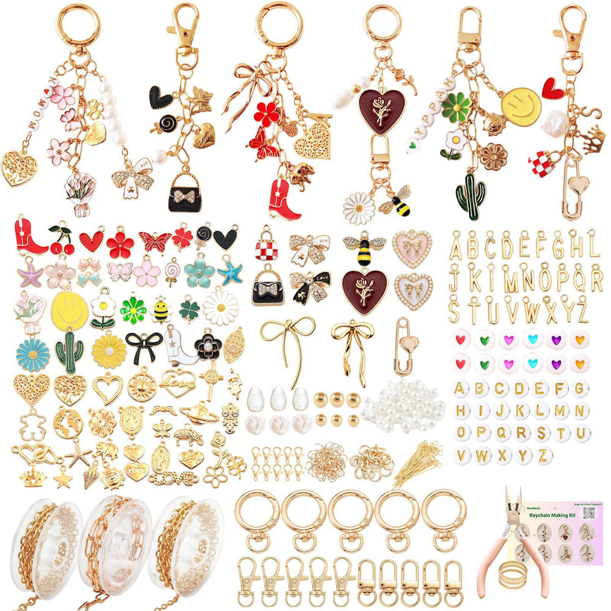 NewOasis 545Pcs Keychain Making Kit Jewelry Making Supplies
