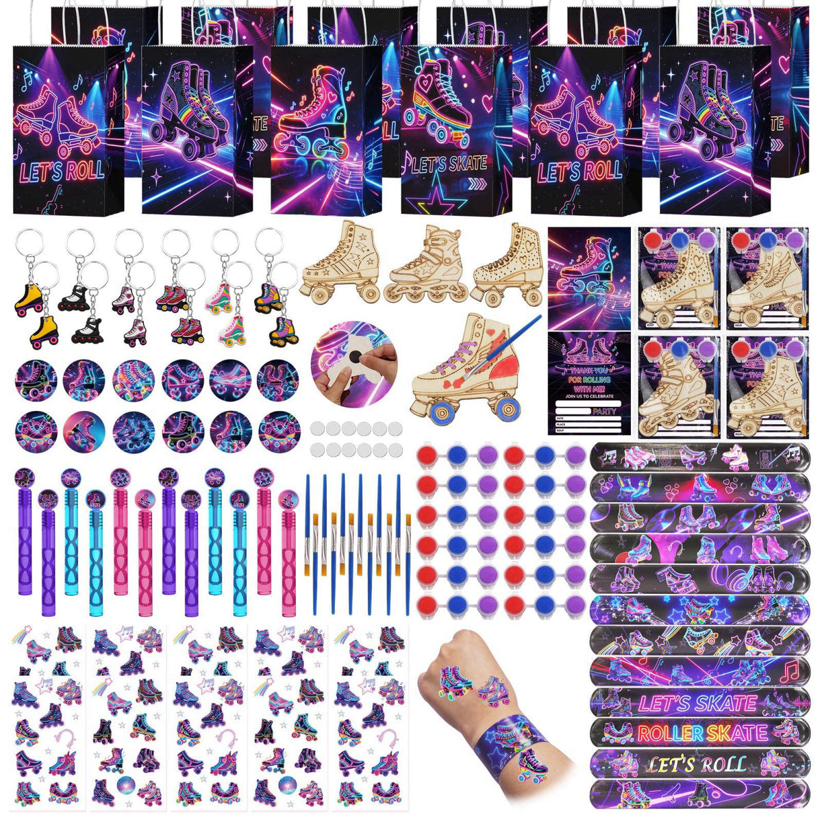 120pcs Roller Skate Party Favors Kit for Kids DIY Paint by HandTool — view 2