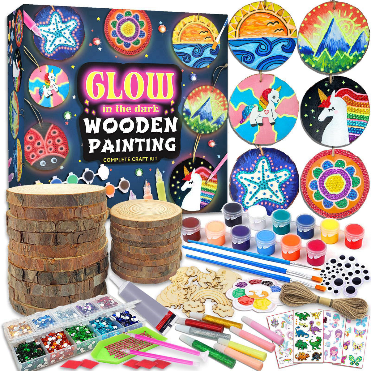 klmars Kids Wooden Painting Kit Glow in The Dark Arts Crafts — view 2