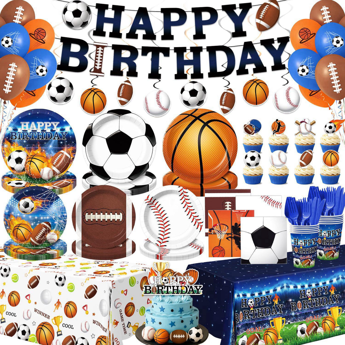 244 Pcs Sports Birthday Party Decorations by Kinovo — view 2