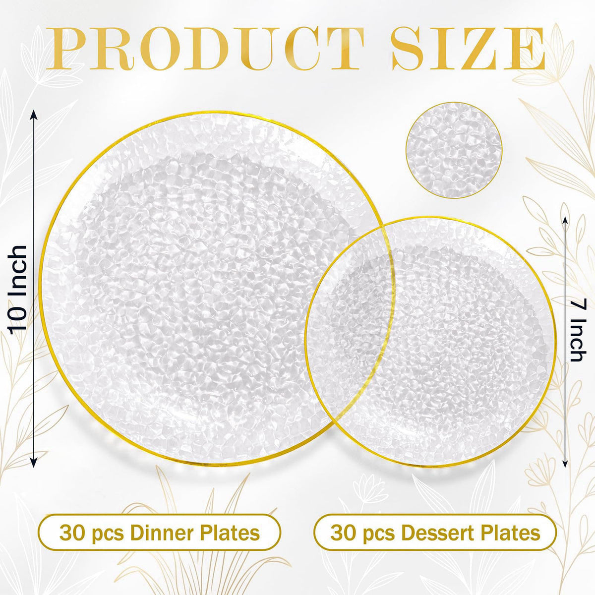60Pcs Clear Plastic Plates Clear Disposable Plates With Gold
