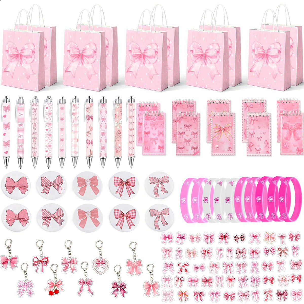 Pink Bow Party Favors for Girls 110pcs Coquette Bow Goodie by Perpetily — view 2
