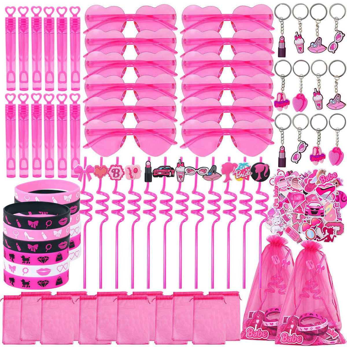 122pcs Pink Party Favors for Girls Pink Girls Birthday Party by TKNOUS