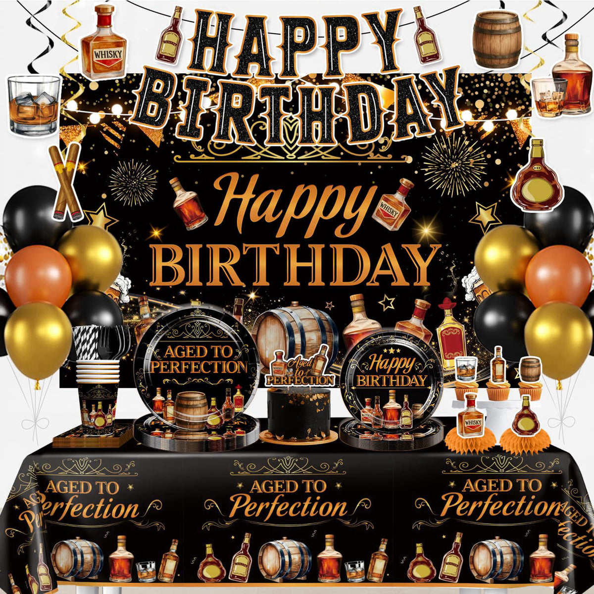 212PCS Aged to Perfection Birthday Decorations Men Serves 25 by Yingoto — view 2