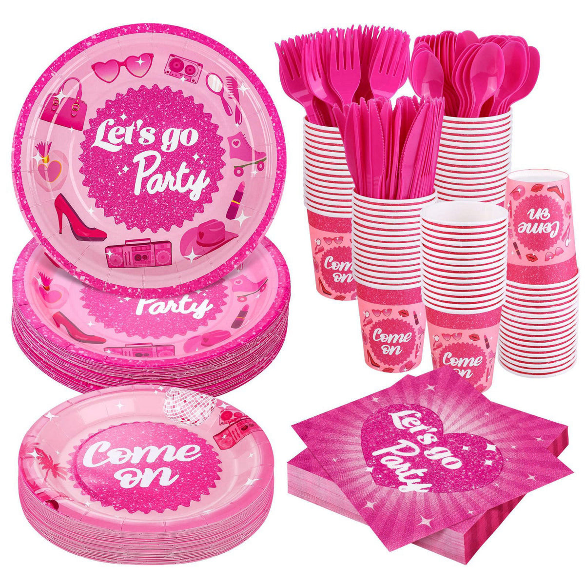 400 Pieces Let s Go Girls Party Tableware Sets Including by Kochorie