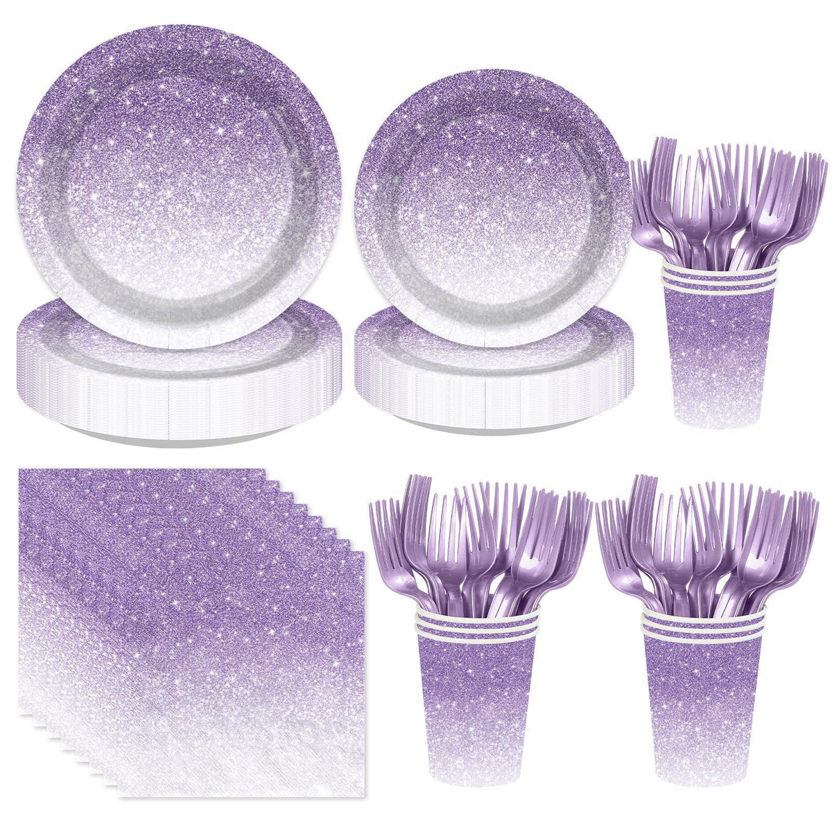 250Pcs Ombre Purple Birthday Party Decorations for Women by Greencian