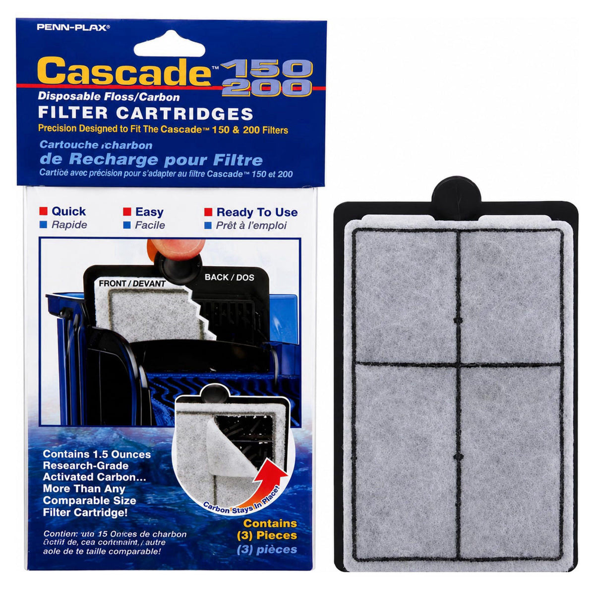 Penn Plax Cascade 300 GPH Hang On Filter Replacement Media 3 by Penn-Plax