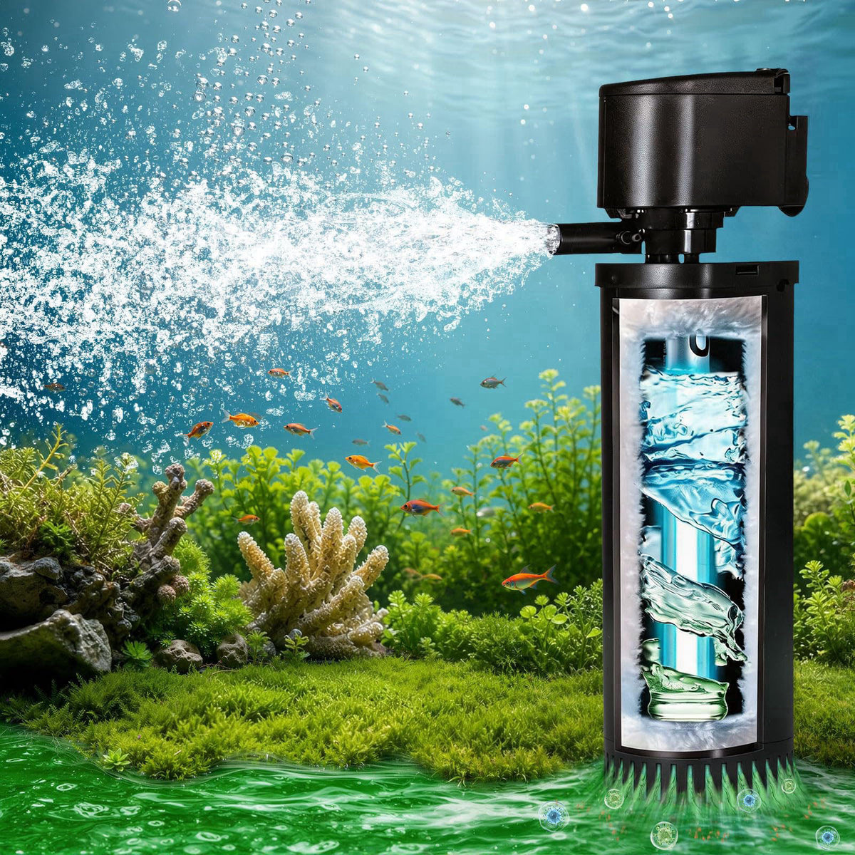 400GPH UV Aquarium Filter for 55 150 Gallon Fish Tank Algae by coospider-repta — view 2