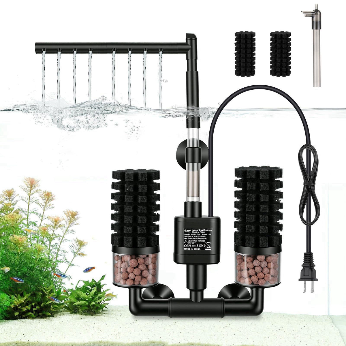 hygger Electric Aquarium Sponge Filter 3 5W Quiet Fish Tank