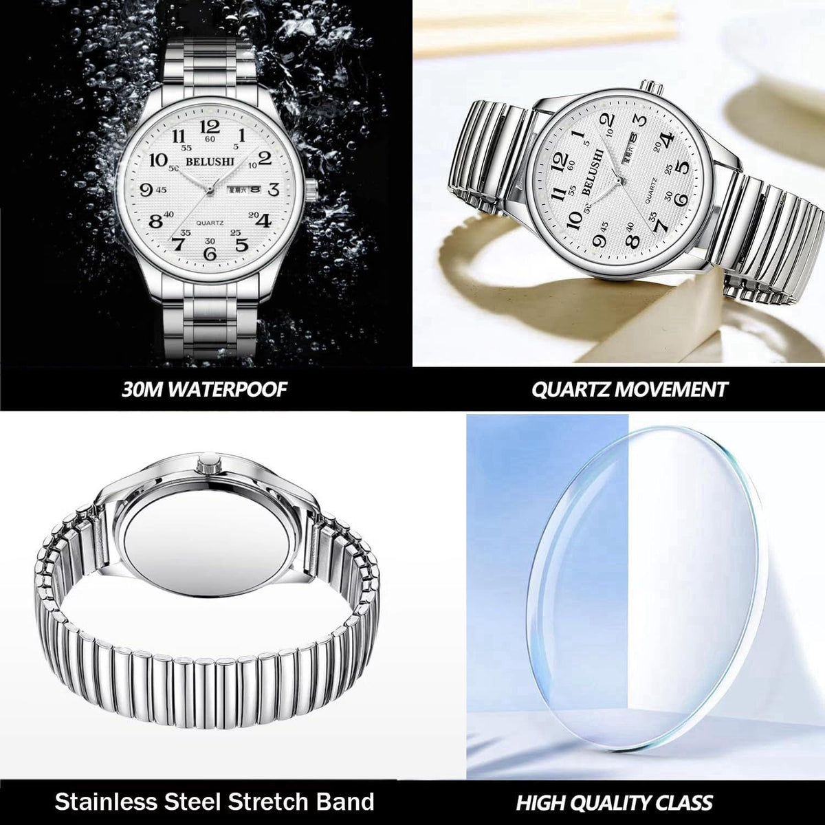 Gosasa Easy to Read Quartz Watch for Seniors Large Numerals