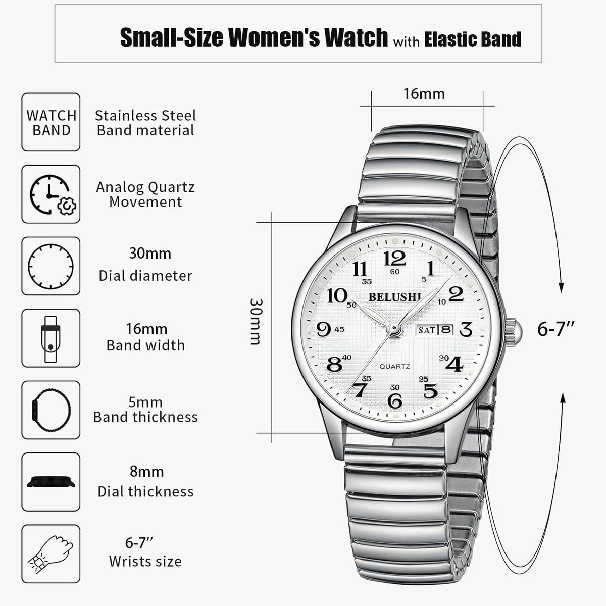 Gosasa Easy to Read Quartz Watch for Seniors Large Numerals