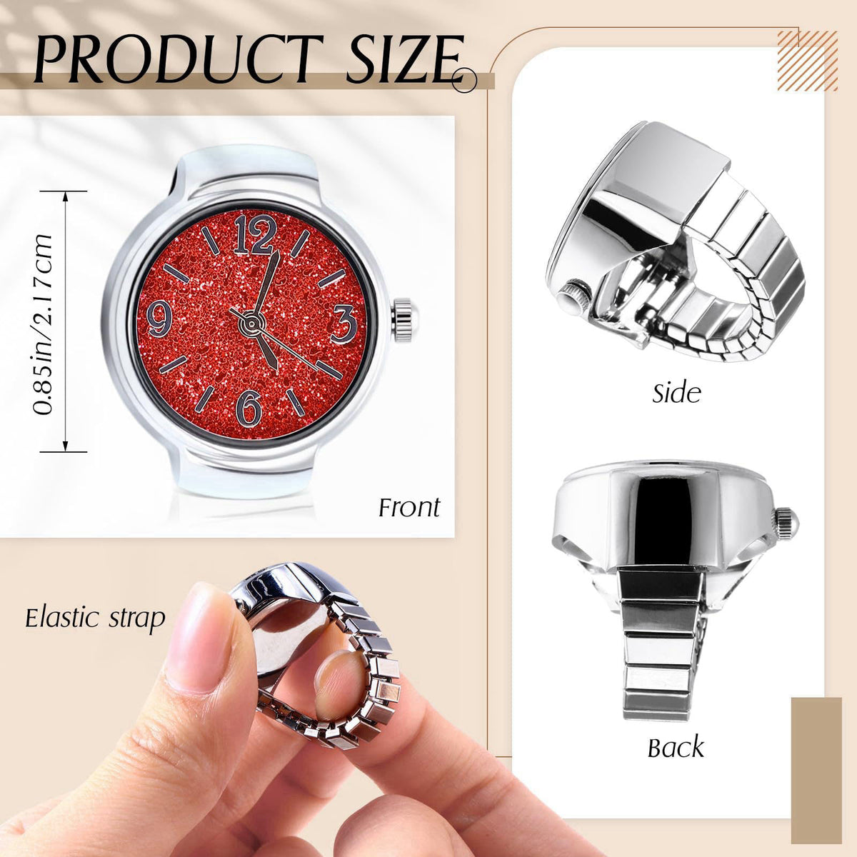 Landical 10 Pcs Finger Watches for Women Men