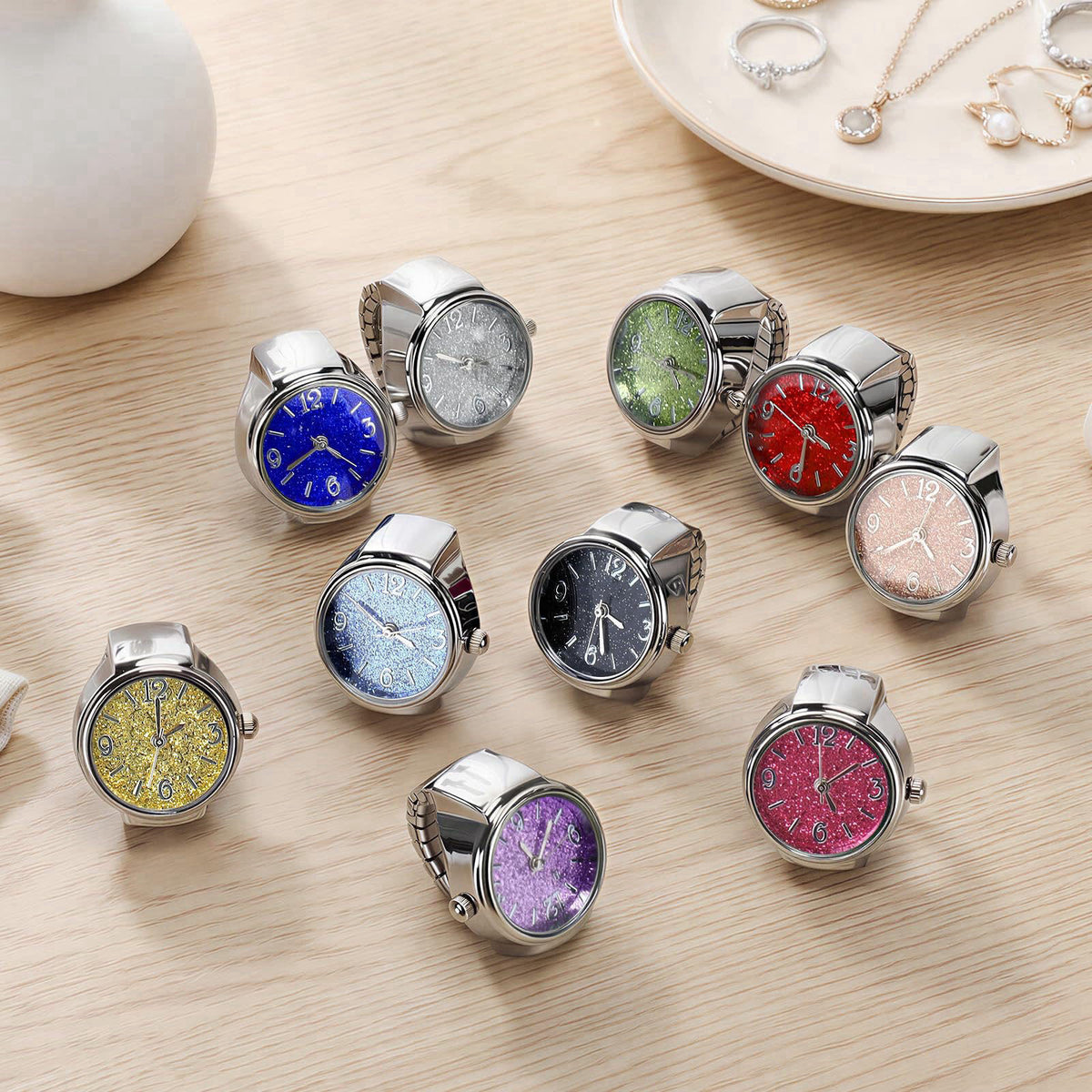Landical 10 Pcs Finger Watches for Women Men