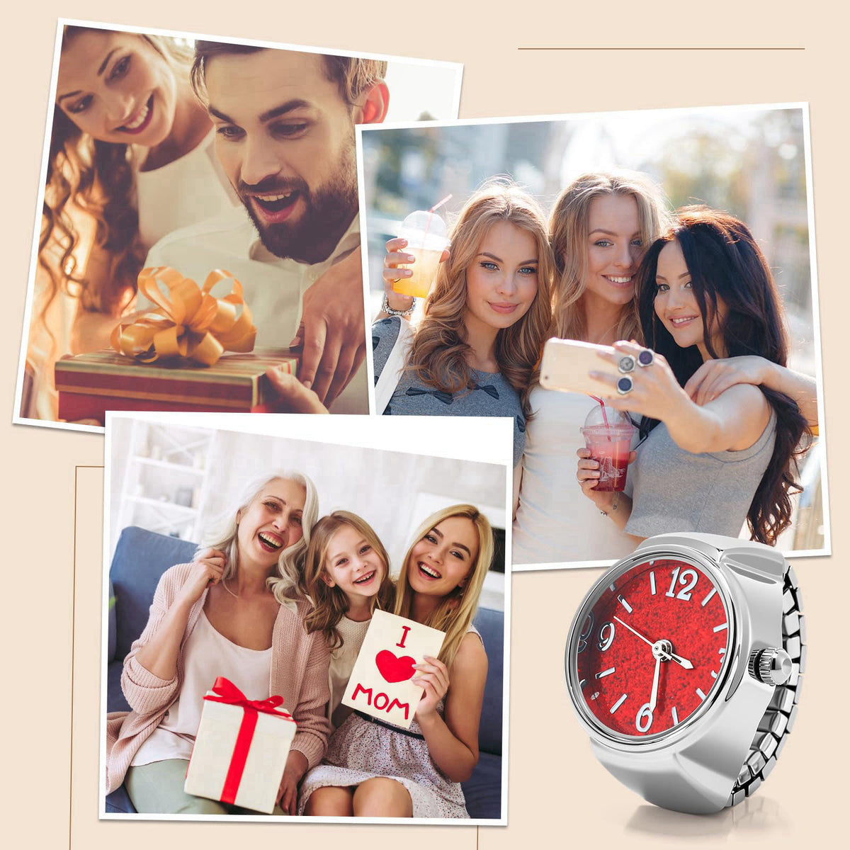 Landical 10 Pcs Finger Watches for Women Men