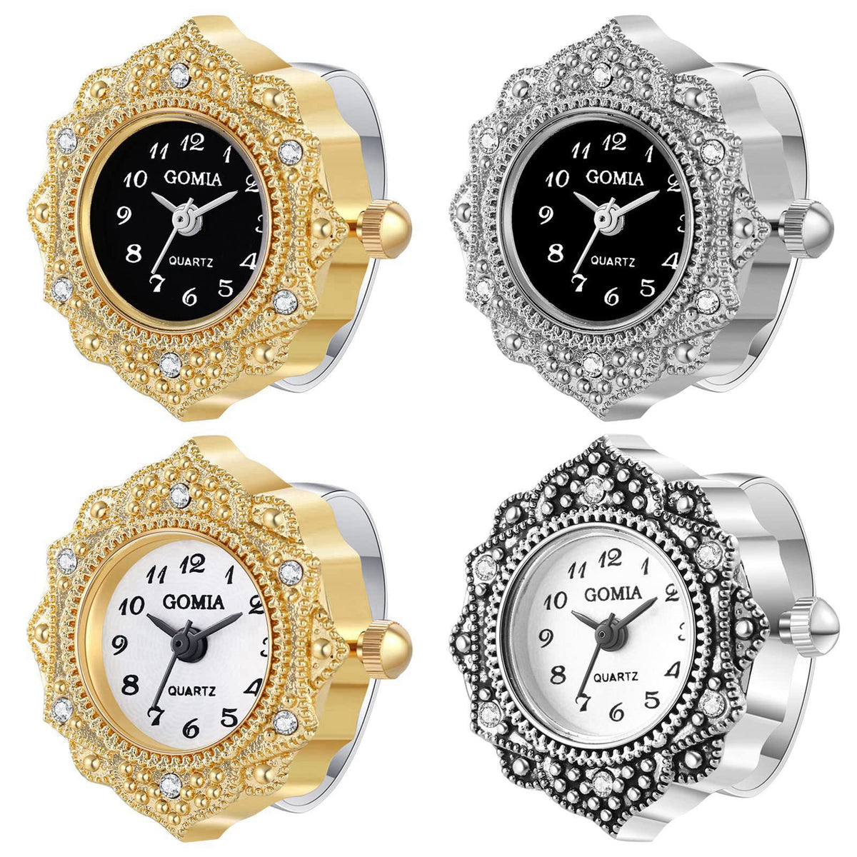 JewelryWe Novelty Finger Watch Classic Gold Silver Plated
