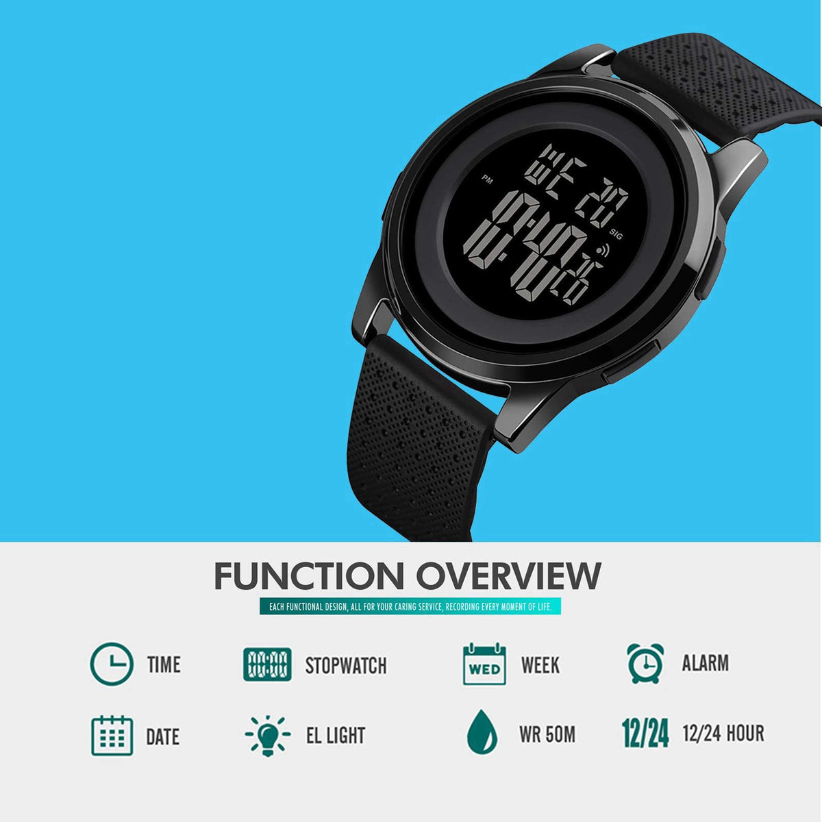 YUINK Mens Watch Ultra Thin Digital Sports Watch Waterproof