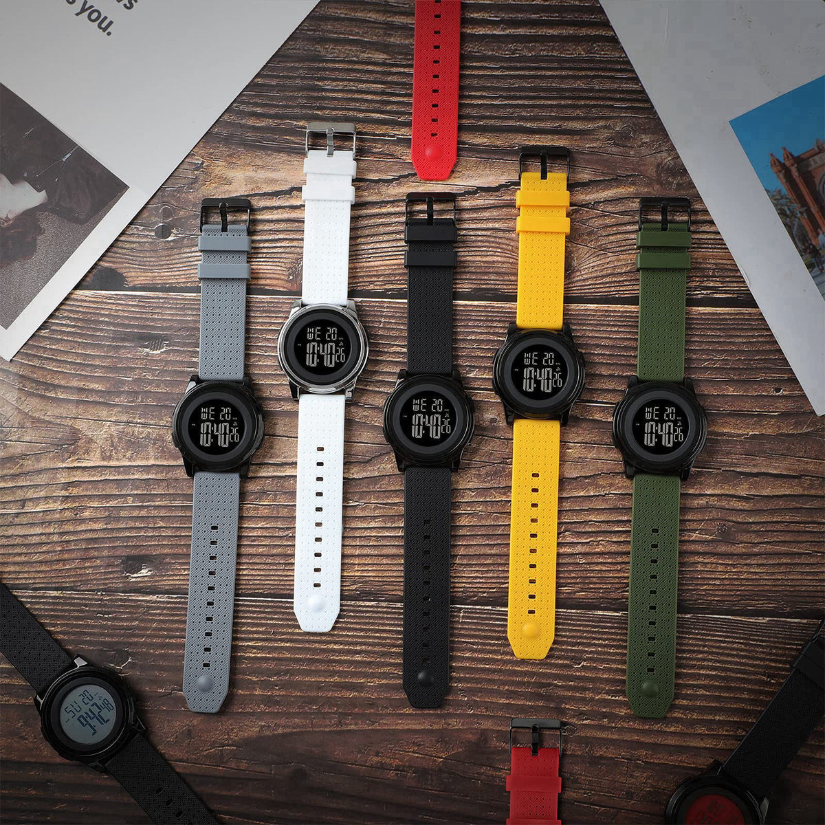 YUINK Mens Watch Ultra Thin Digital Sports Watch Waterproof