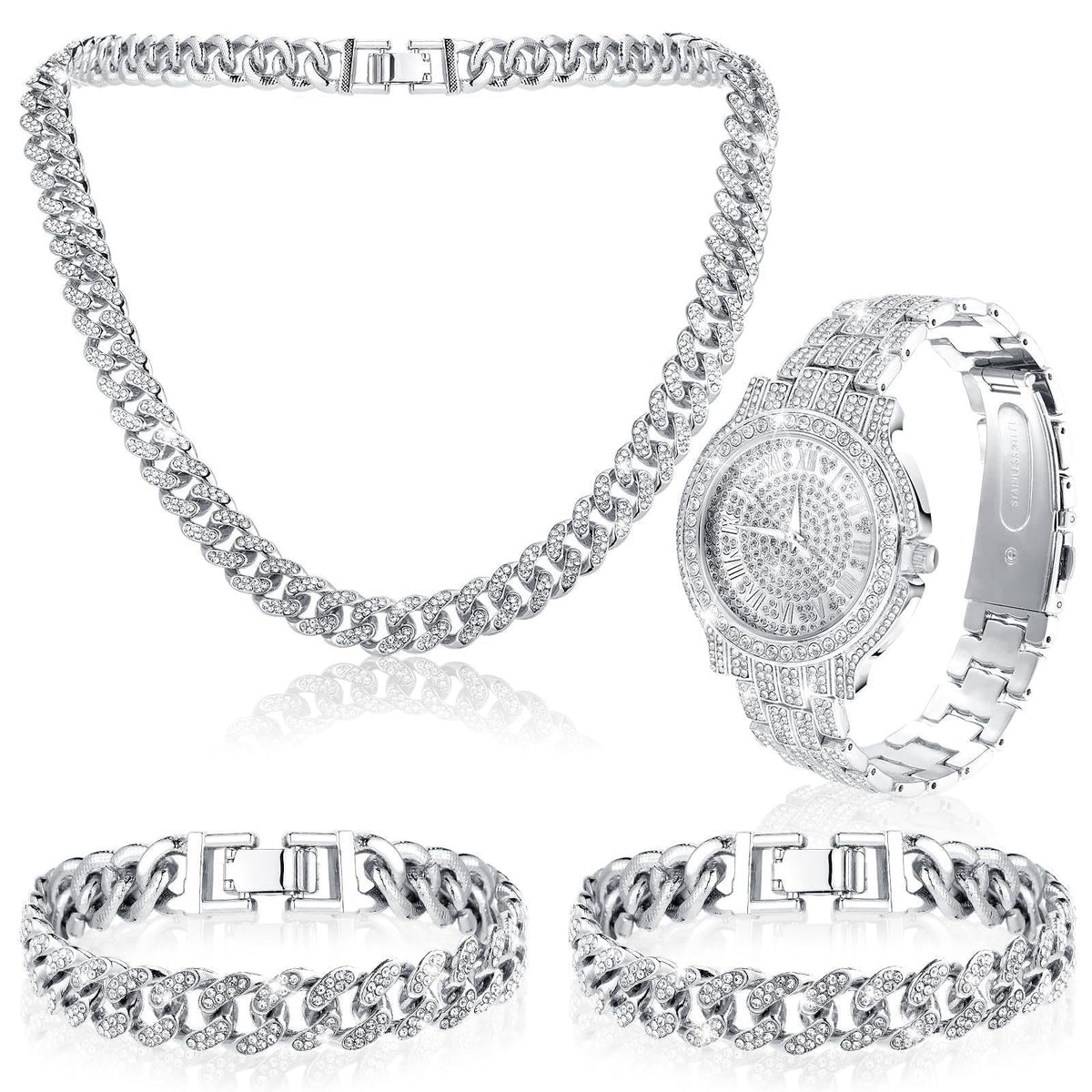 Huquary 4 Pcs Diamond Watch Halloween Costumes Link Chains