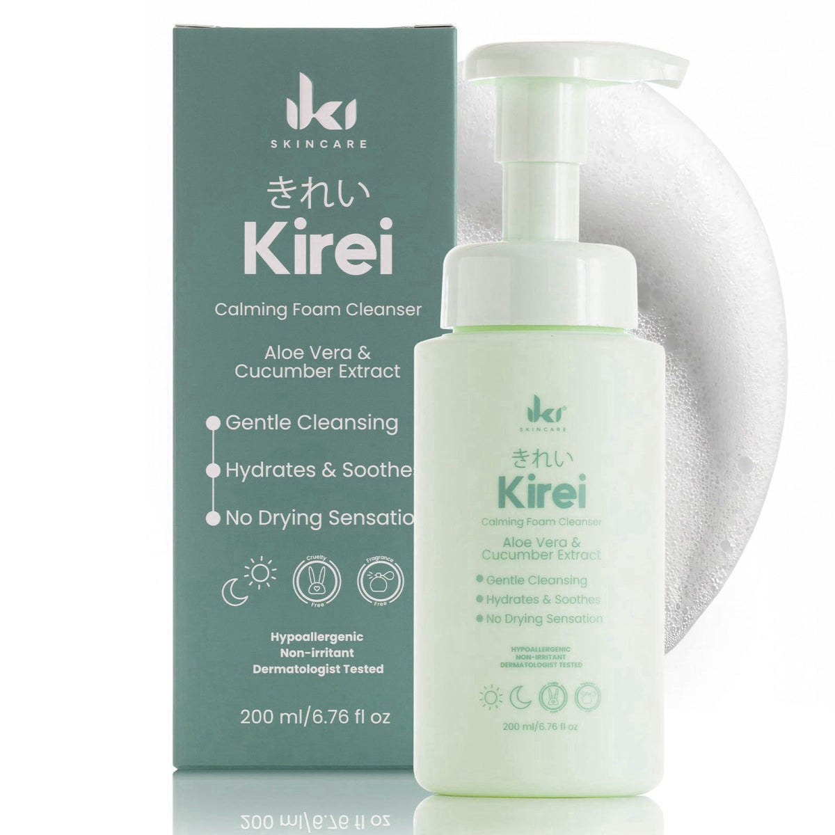IKI Skincare Kirei Calming Foam Cleanser - Hydrates & Softens Skin - 200ml – product photo (Washes)