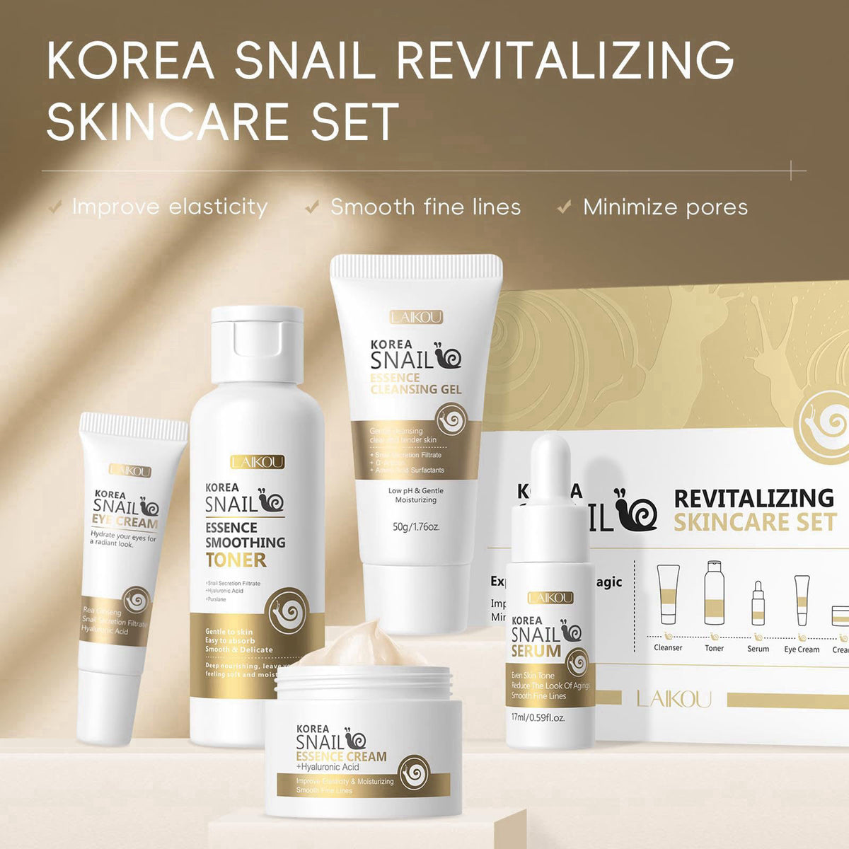 LAIKOU Korean Skin Care Skin Care Set Face Mask Eye Mask Lip — view 3