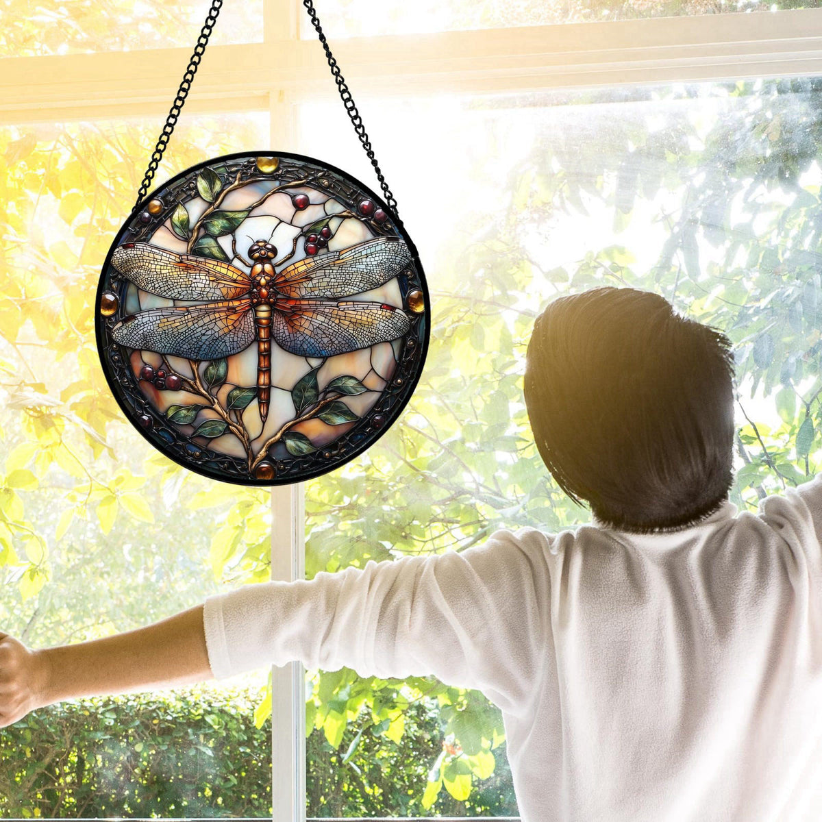 Dragonfly Stained Glass Window Hanging Suncatcher Gifts for
