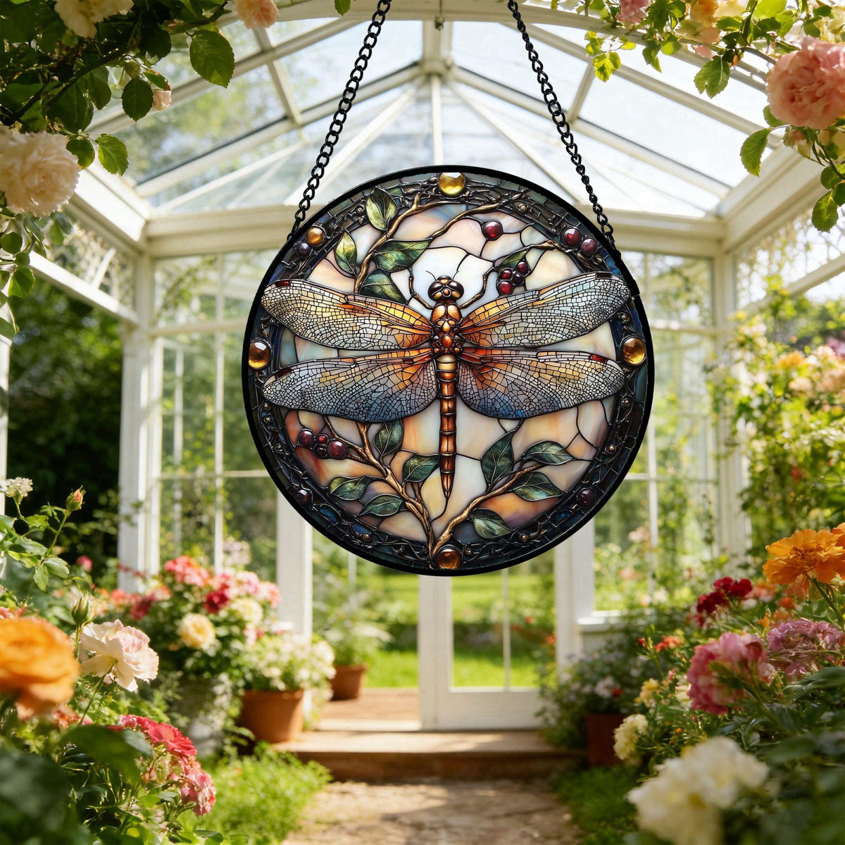 Dragonfly Stained Glass Window Hanging Suncatcher Gifts for