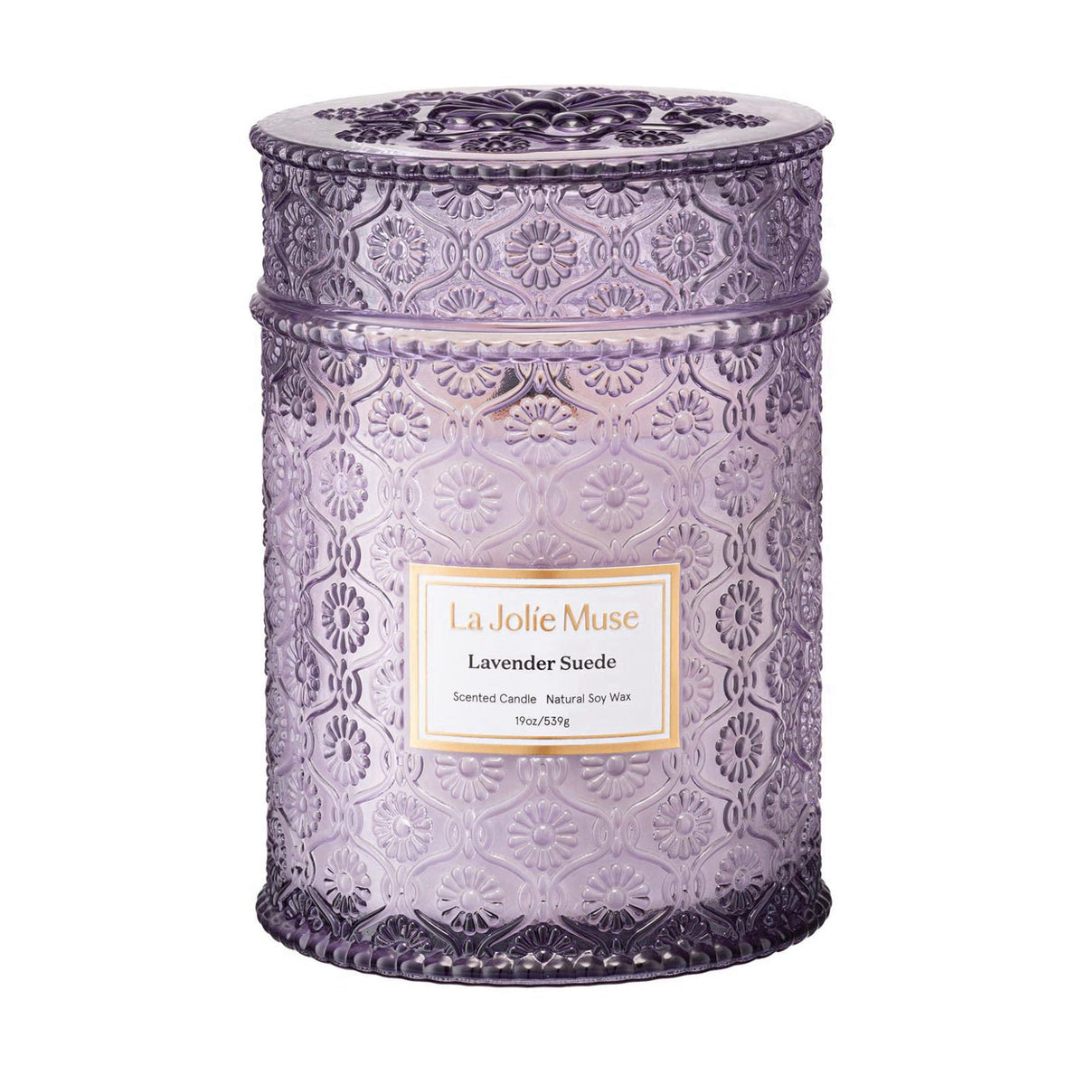 LA JOLIE MUSE Lavender Suede Scented Candles for Home 19 oz