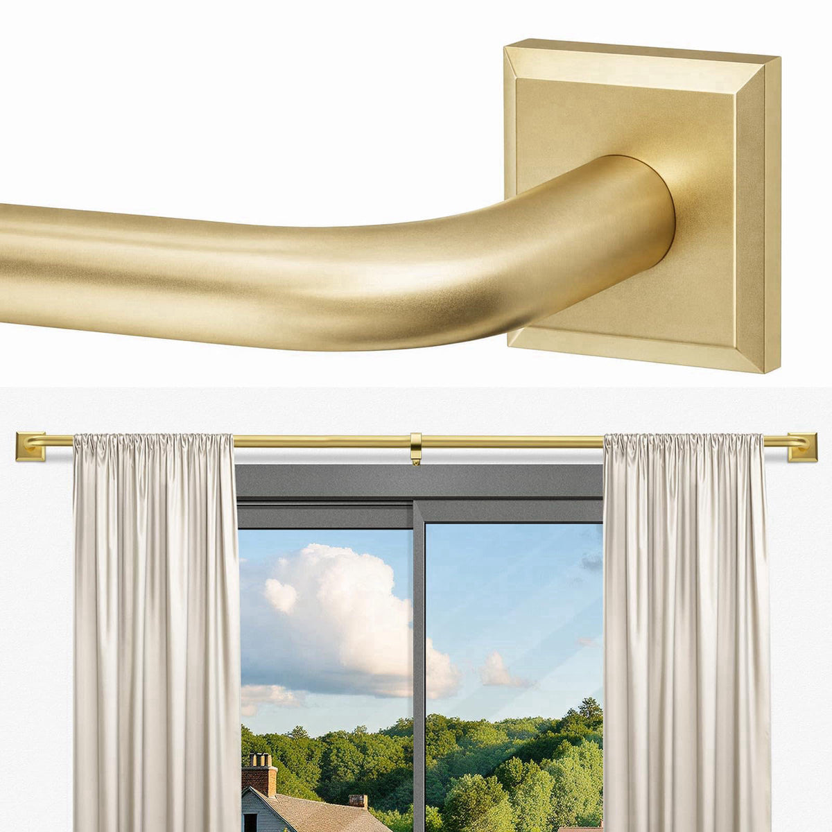 Gold Curtain Rods for Windows 48 90Inch Heavy Duty Wrap by RBYCOS — view 2