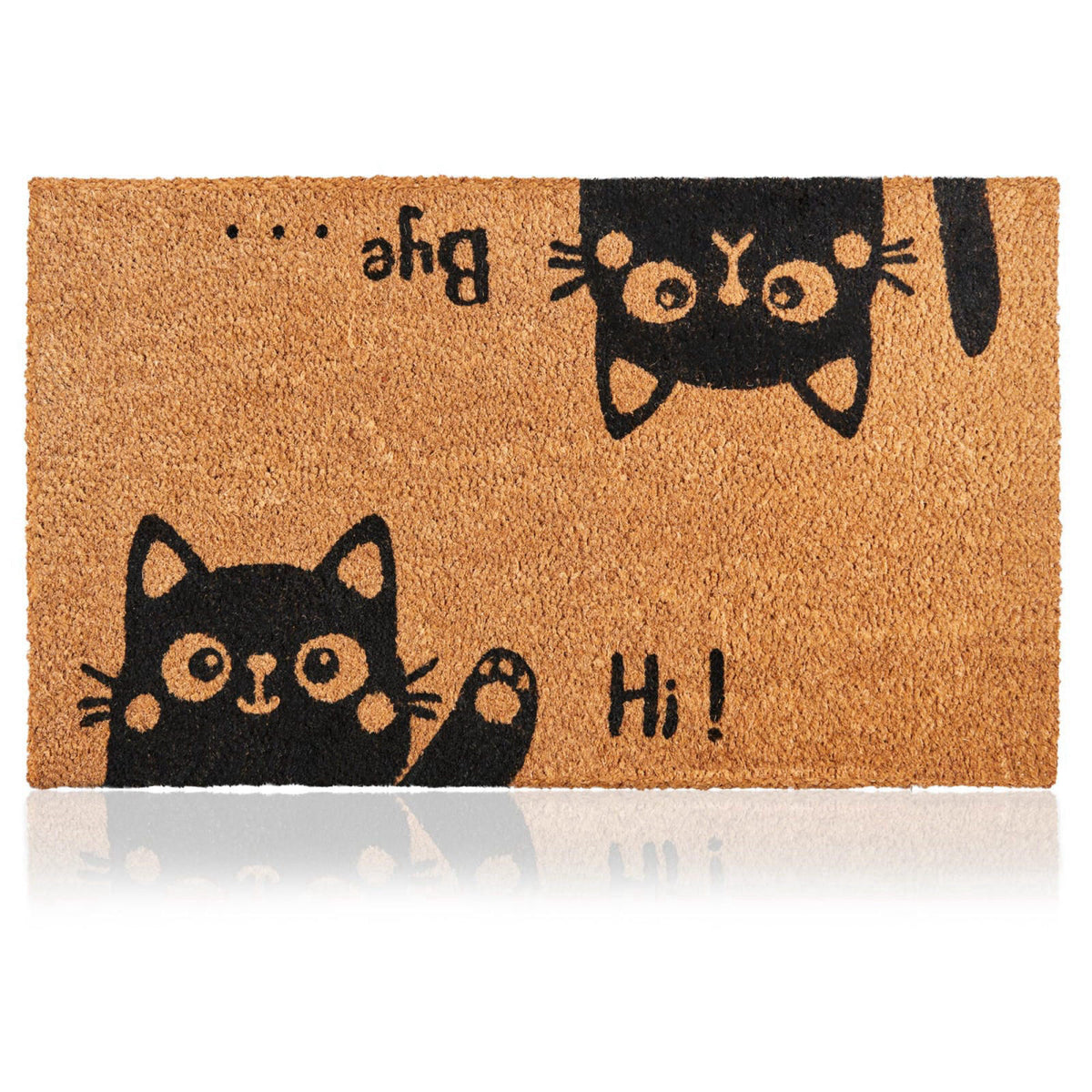 Coir Welcome Mat Non Slip Hi Bye Cat 17 x 29 in by AMARU DOOR MATS — view 2