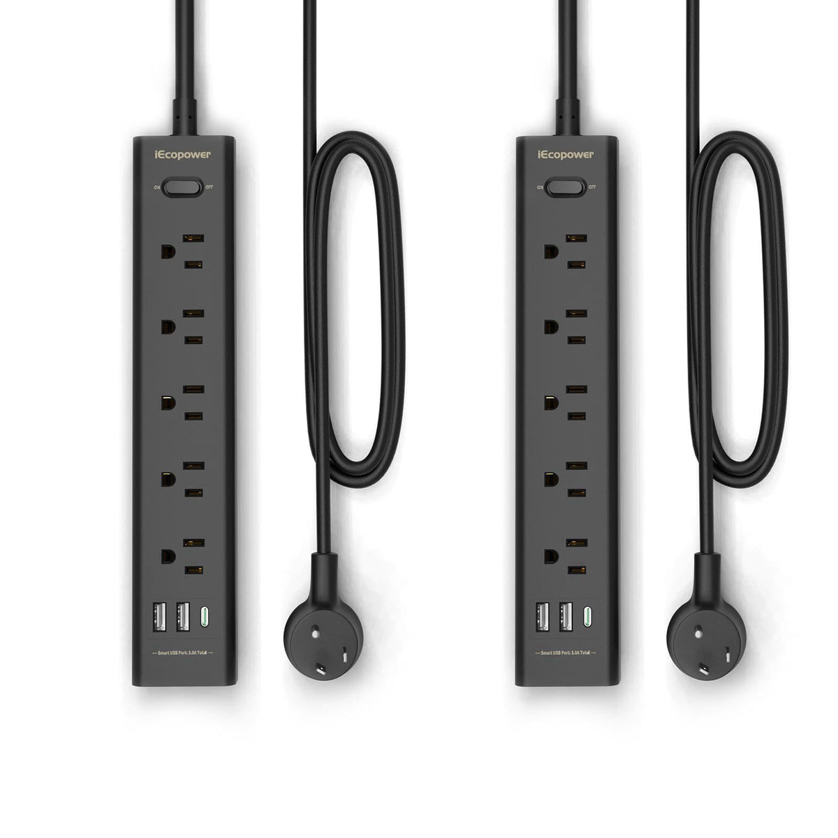 2 Pack Power Strip Surge Protector 5 Widely Spaced Outlets 3 by IECOPOWER