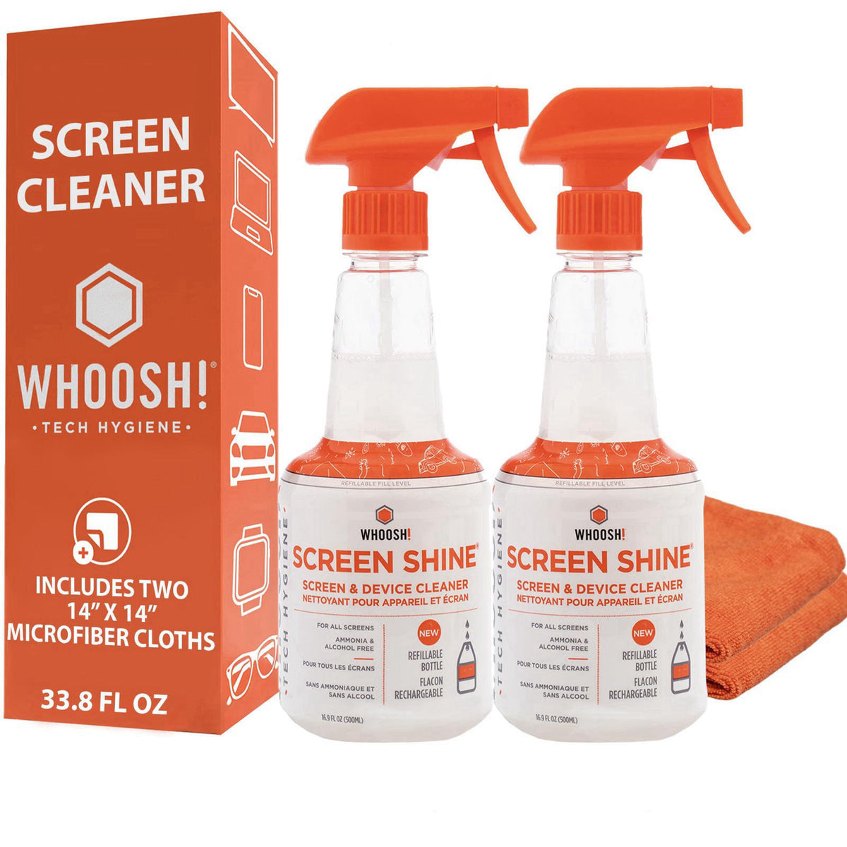 WHOOSH Screen Shine Pro TV Screen Cleaner Cloth Set of 2 16 — view 2