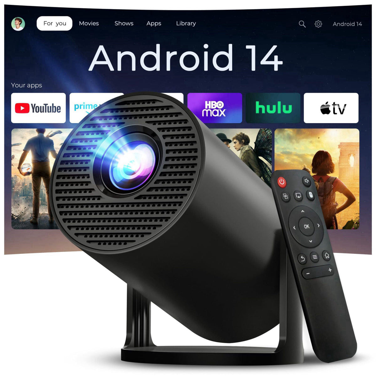 Mini Projector 4K Supported Android TV OS Phone Remote by LYNCAST — view 2