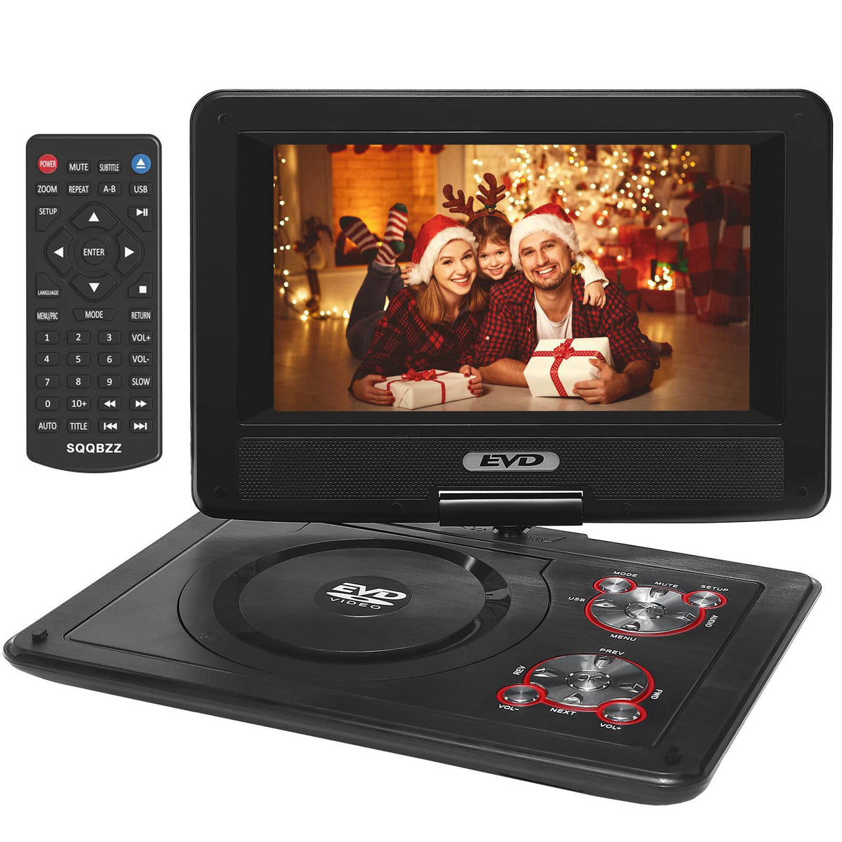 SQQBZZ 11.5" Portable DVD Player with 9.5" Swivel Screen, 5-Hours Rechargeable Battery,Car DVD Player,Support CD