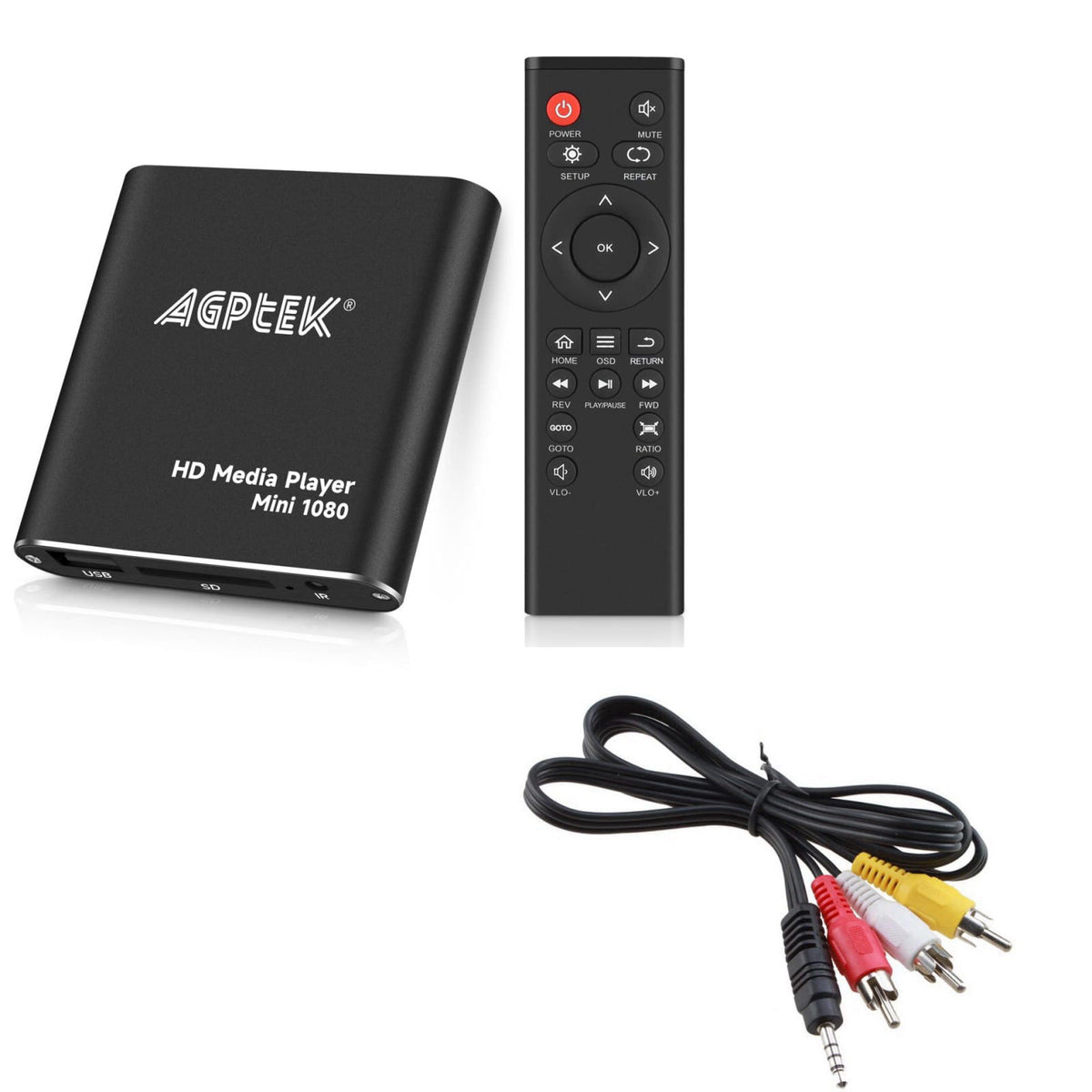 HDMI Media Player with One More AV Cable Black Mini 1080p by MYPIN