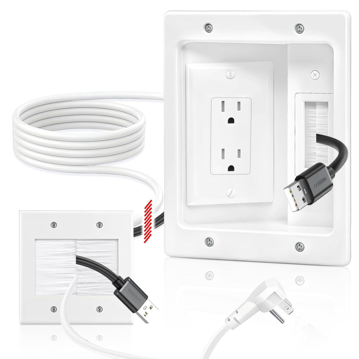 in Wall Cable Management Kit with Recessed Tv Outlet Box Two by Naerza — view 2