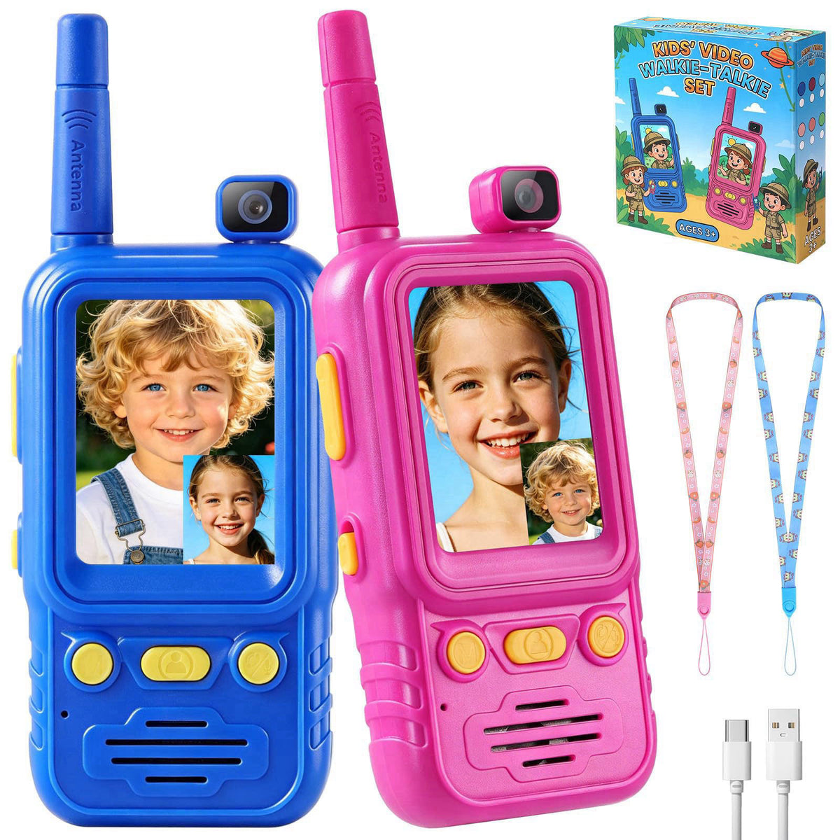 PELLOR Kids Video Walkie Talkies 2 Pack with 180 Rotatable