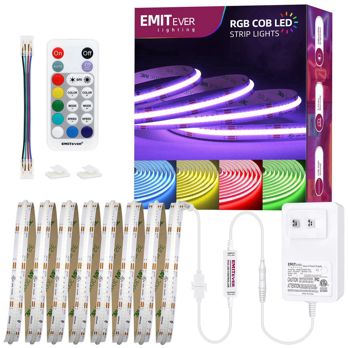 EMITEVER RGB COB Strip Light Kit 16 4ft 3150LEDs Dimmable