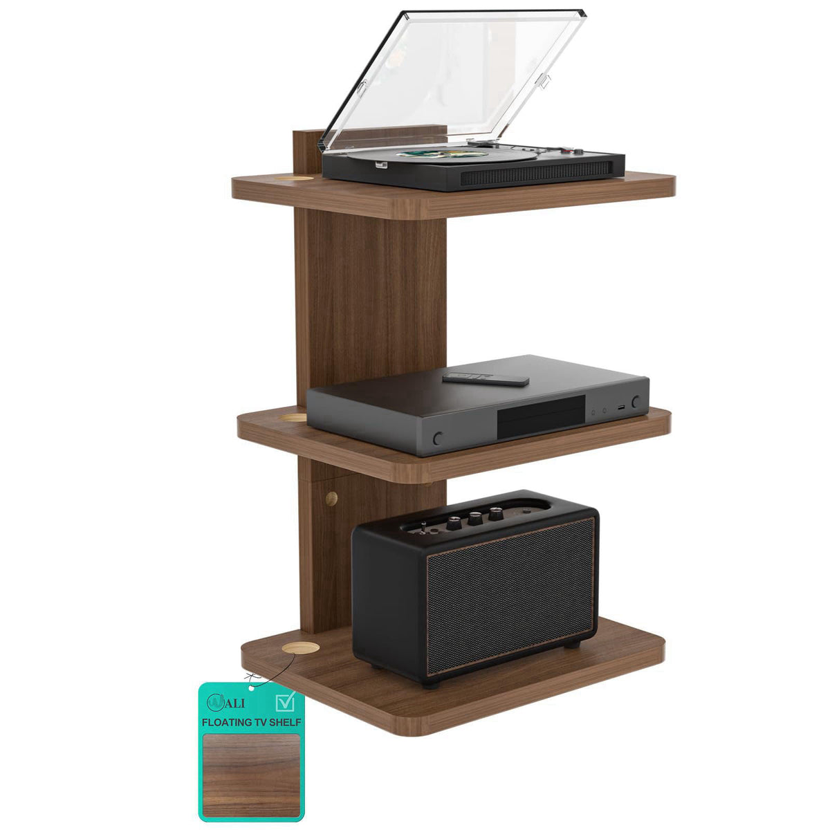WALI 3 Tier Floating TV Wall Shelf for Projector DVD Player — view 2