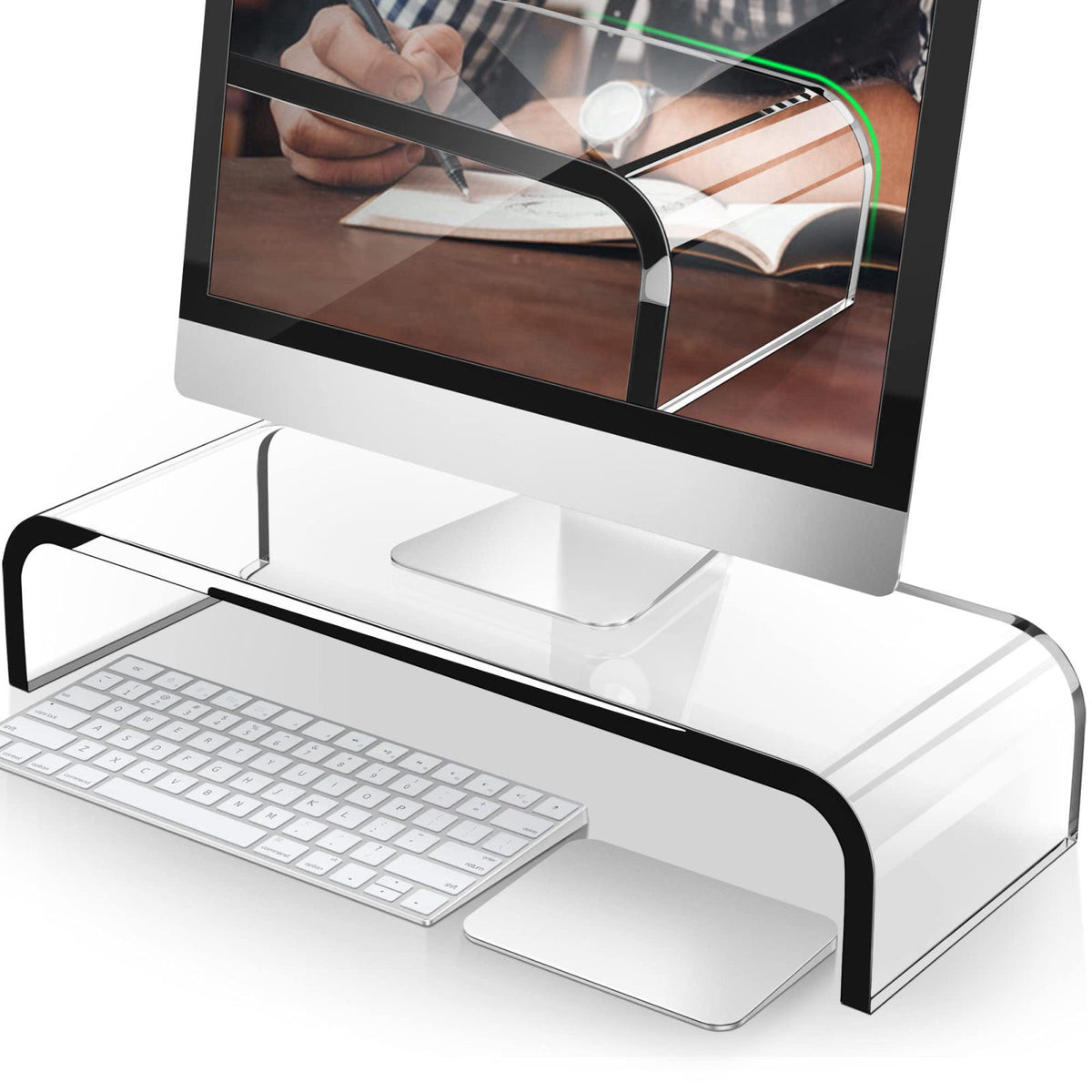 AboveTEK Acrylic Monitor Stand Premium Large Monitor Riser — view 2