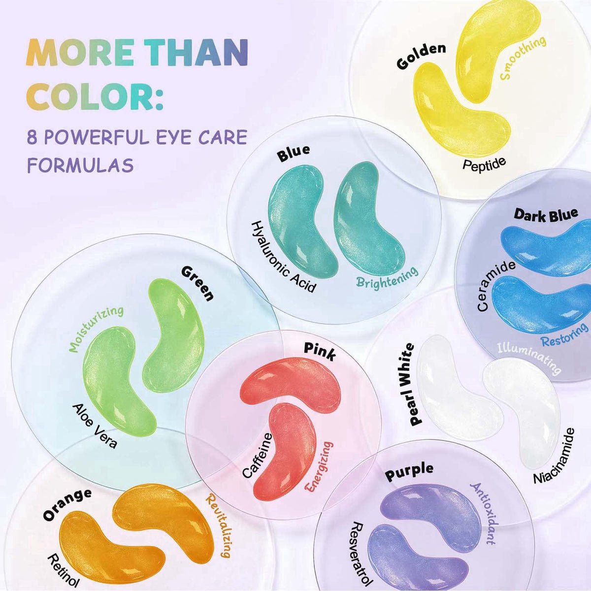 Maskiss Under Eye Patches Variety Pack (48 Pairs), Eye Masks for Dark Circles Puffy Eyes With 8 Colors (6 Pairs/Color), 