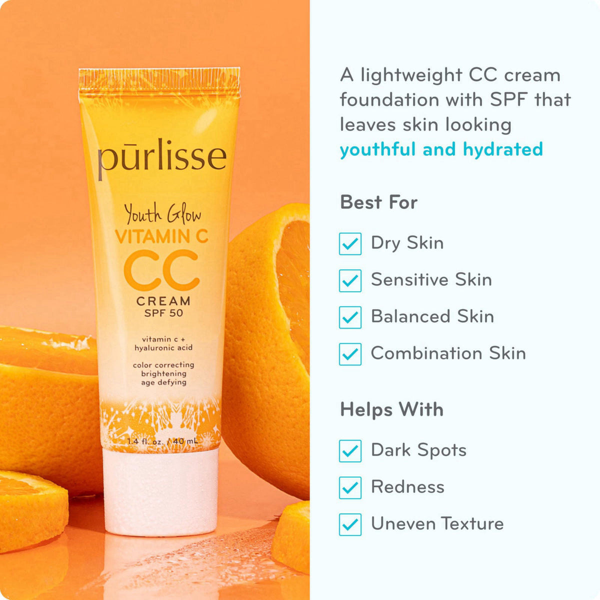 p rlisse Youth Glow Vitamin C CC Cream SPF 50 by pūrlisse — view 3