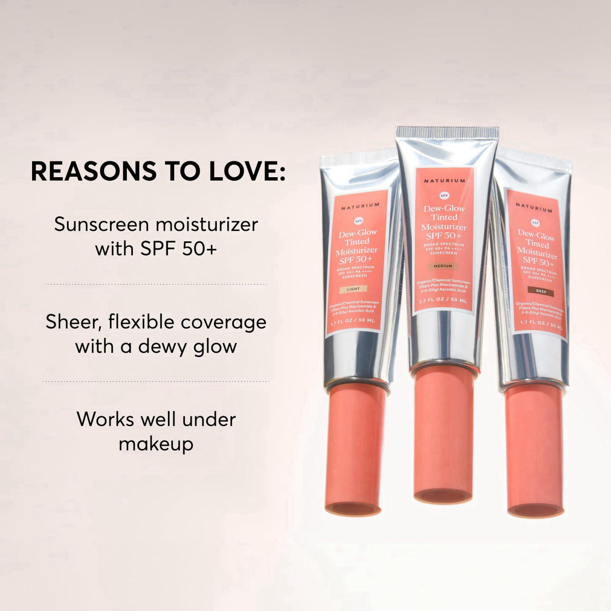 Naturium Dew-Glow Tinted Moisturizer SPF 50+ Medium, Daily Moisturizing Sunscreen & Face Primer with Tint, Skin Protecto