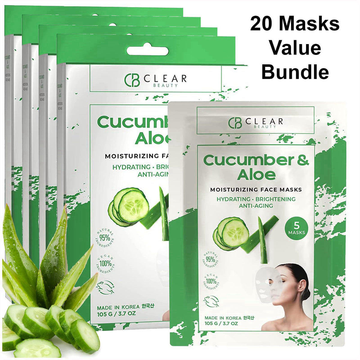 Cucumber Aloe Vera Hydrating Face Mask Dermatologist Tested by Clear Beauty — view 3