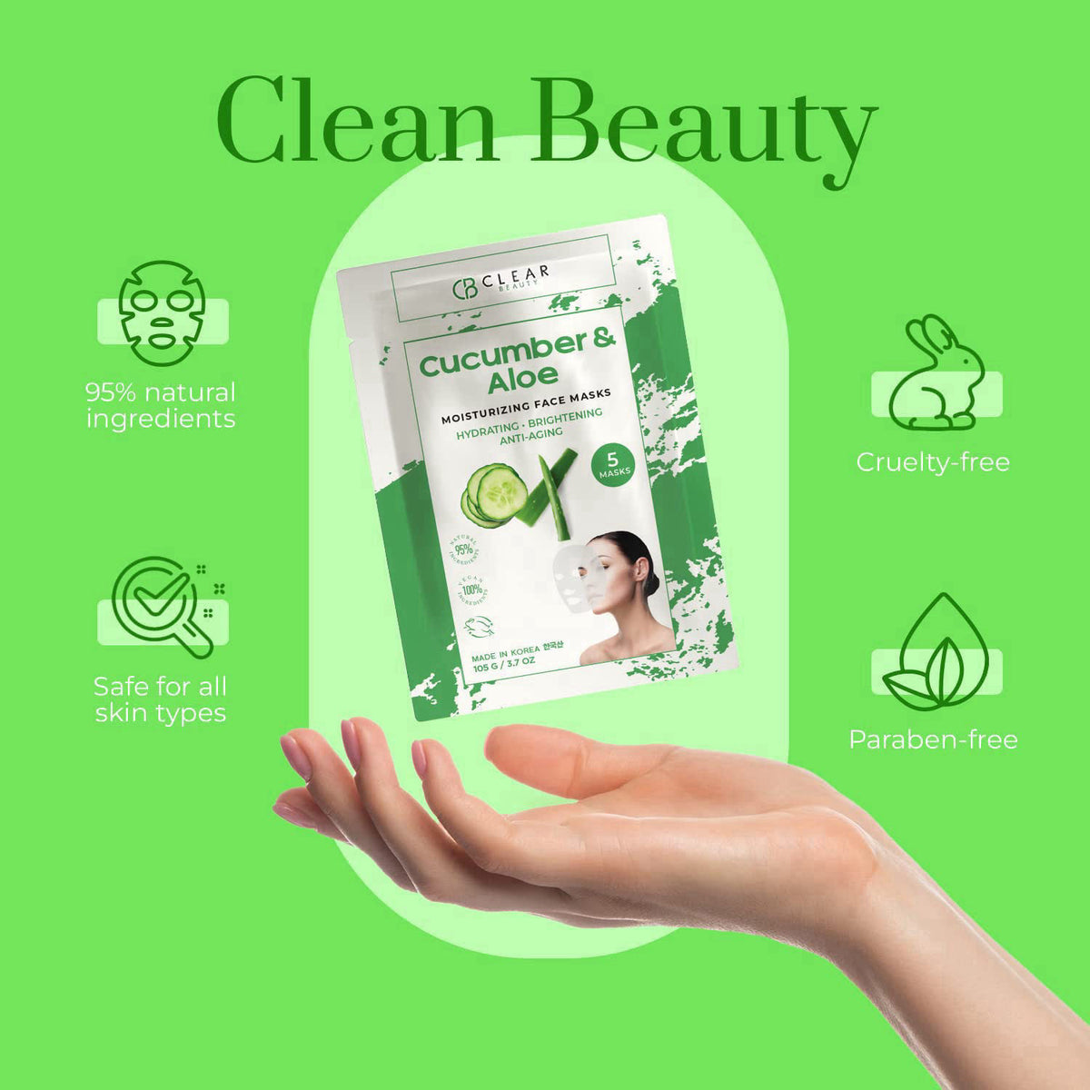 Cucumber Aloe Vera Hydrating Face Mask Dermatologist Tested by Clear Beauty — view 6