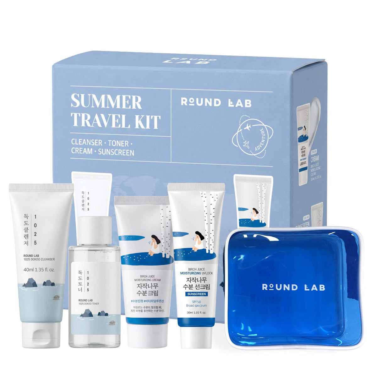ROUND LAB Summer Travel Essential Kit with Sunscreen 4 Step