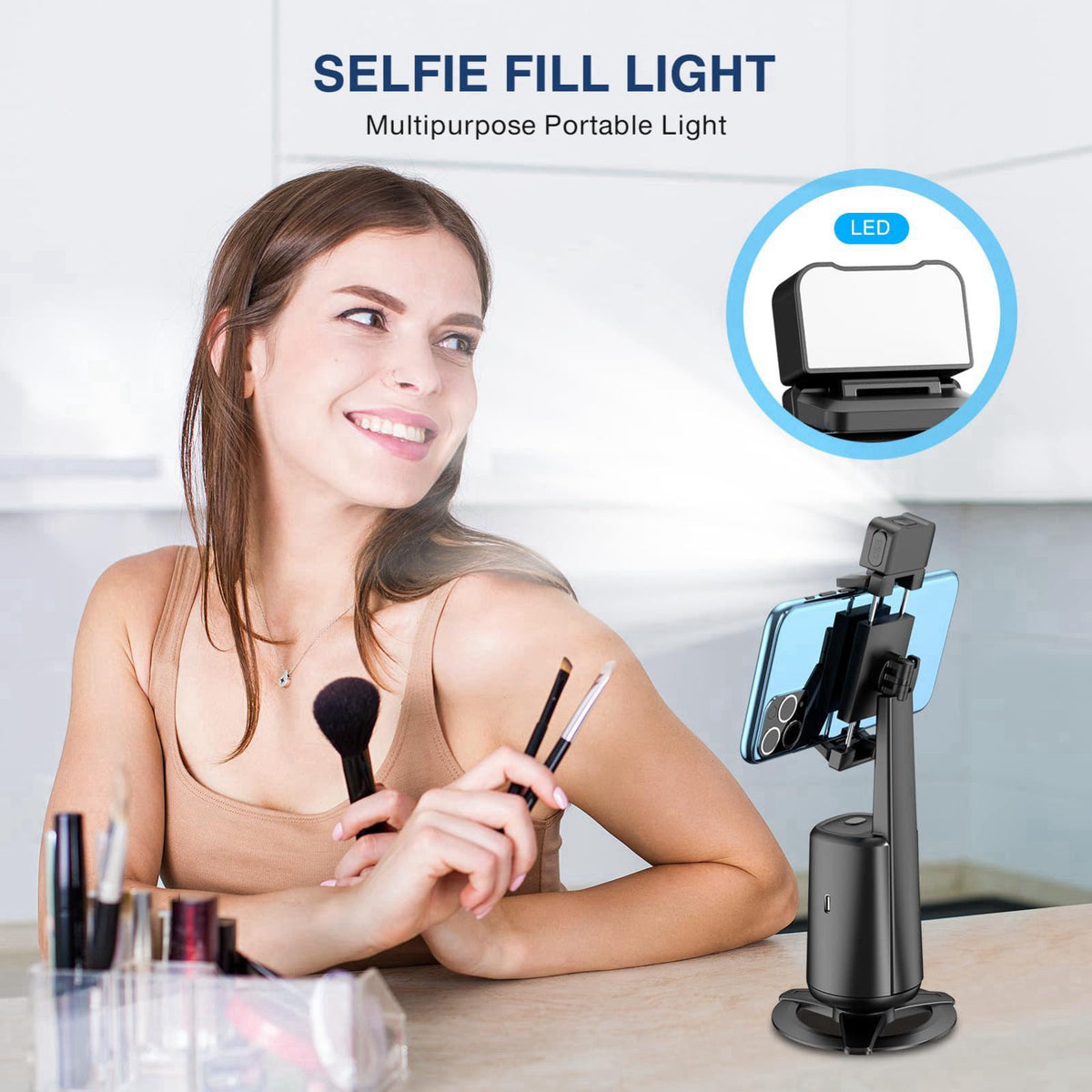 Auto Face Tracking Tripod 360 Rotating Cell Phone Photo and